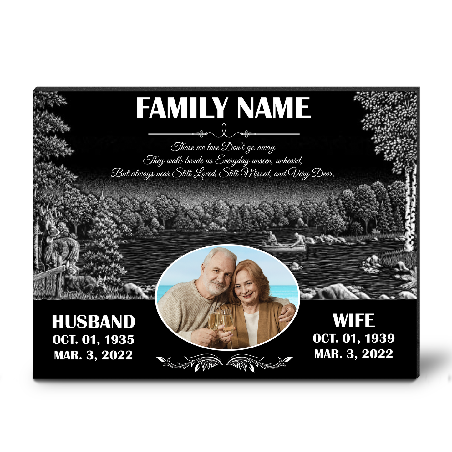 EVRPIC Grave Marker & Memorial Plaque Personalized | Theme: Single (Right) | Ratio: 1v1.5 Rectangle