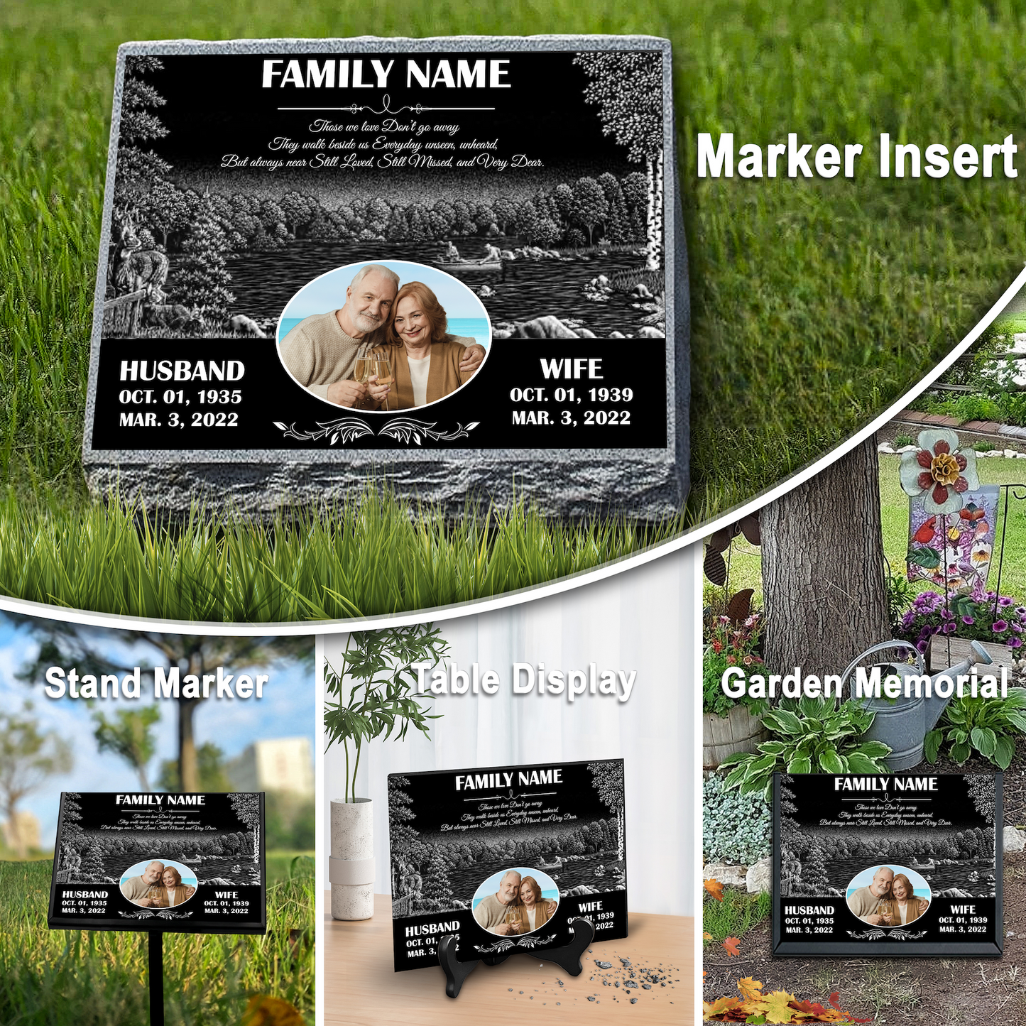 EVRPIC Grave Marker & Memorial Plaque Personalized | Theme: Single (Right) | Ratio: 1v1.5 Rectangle