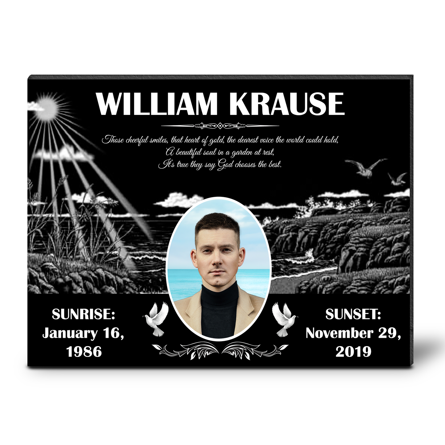 EVRPIC Grave Marker & Memorial Plaque Personalized | Theme: Scenery (Single) | Ratio: 1v1.5 Rectangle