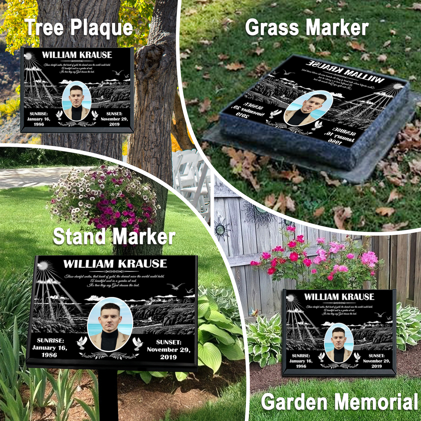 EVRPIC Grave Marker & Memorial Plaque Personalized | Theme: Scenery (Single) | Ratio: 1v1.5 Rectangle