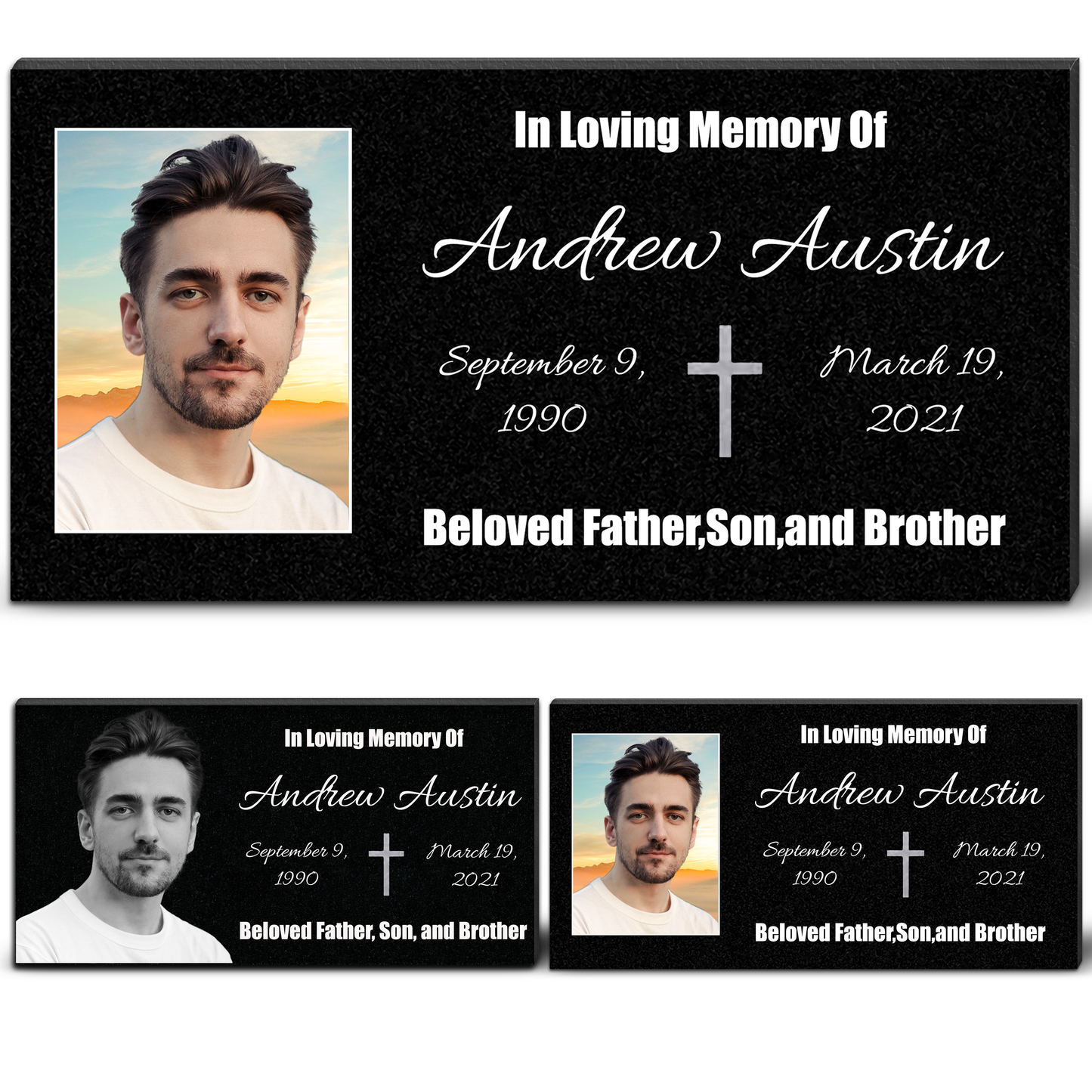 EVRPIC Memorial Plaque & Granite Marker Personalized | Theme: Classic (Single) | Ratio: 1v2 Rectangle