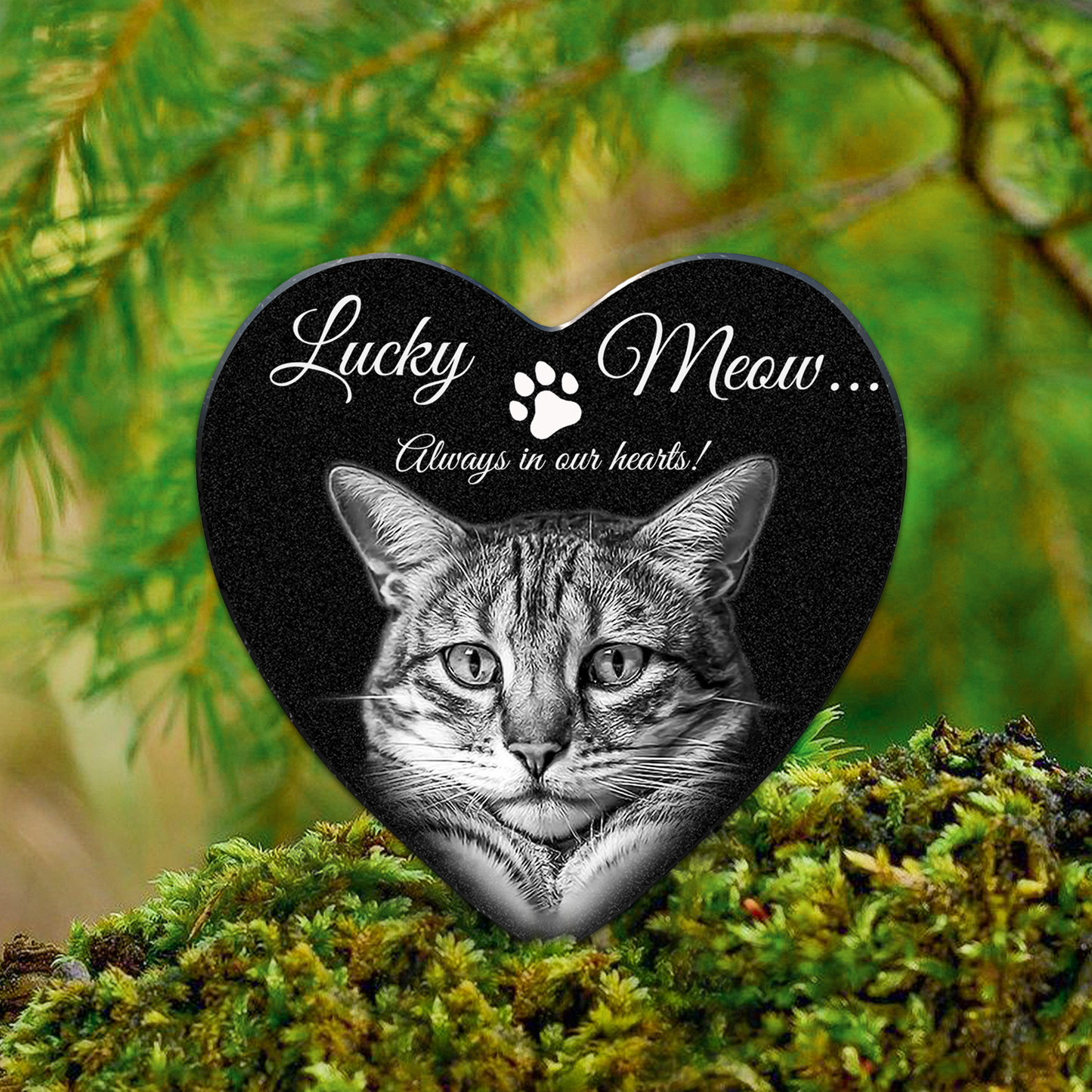 EVRPIC Pet Grave Marker & Memorial Plaque Personalized | Theme: Laser-Etched (Pet) | Ratio: 1v1 Heart