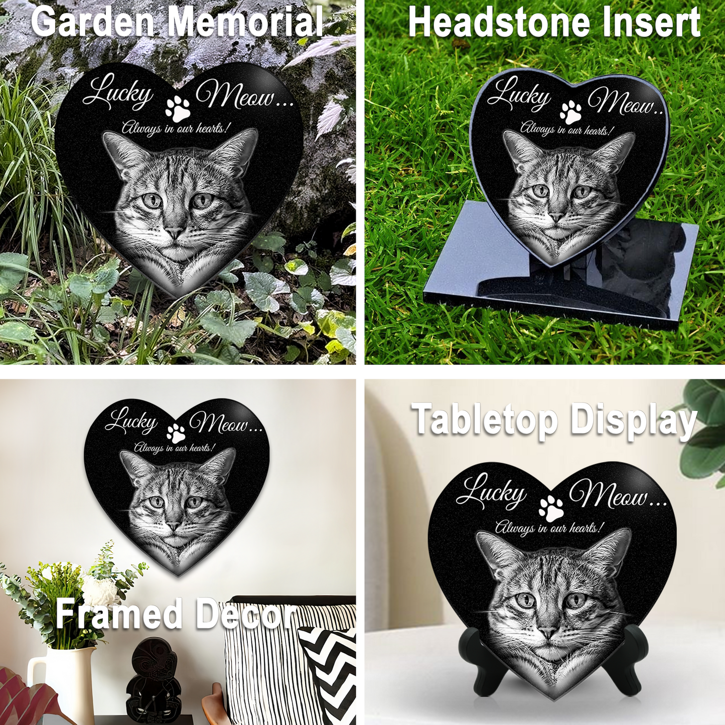 EVRPIC Pet Grave Marker & Memorial Plaque Personalized | Theme: Laser-Etched (Pet) | Ratio: 1v1 Heart