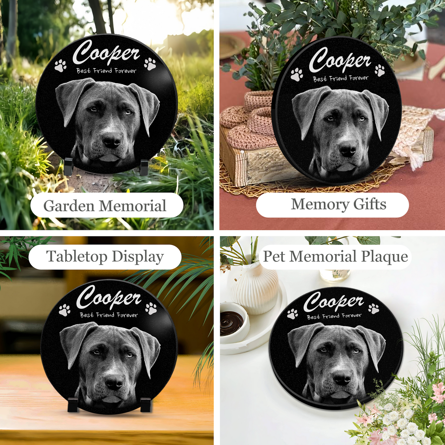 EVRPIC Pet Grave Marker & Memorial Plaque Personalized | Theme: Laser-Etched (Pet) | Ratio: 1v1 Round