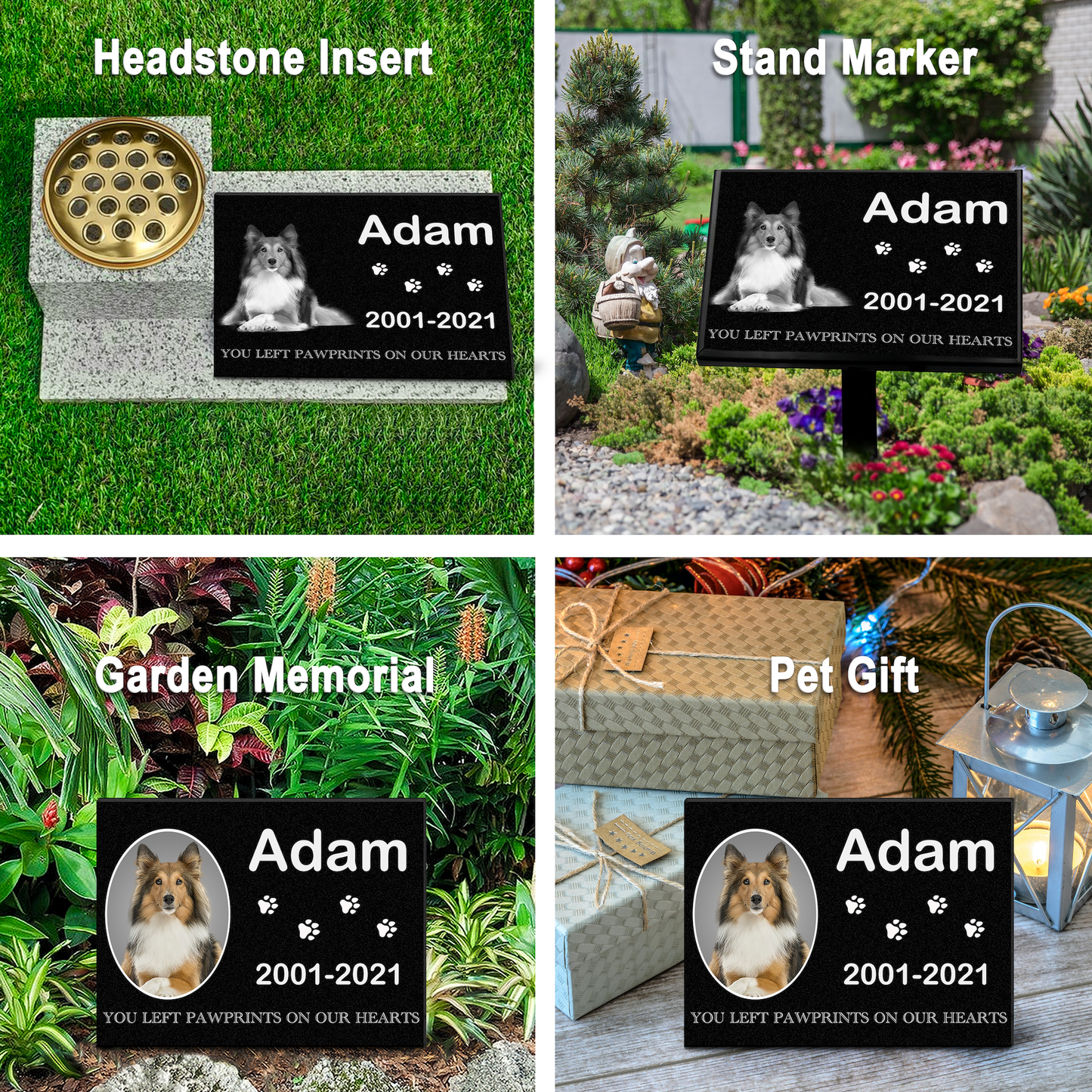 EVRPIC Pet Grave Marker & Memorial Plaque Personalized | Theme: Dog (Left) | Ratio: 1v1.5 Rectangle