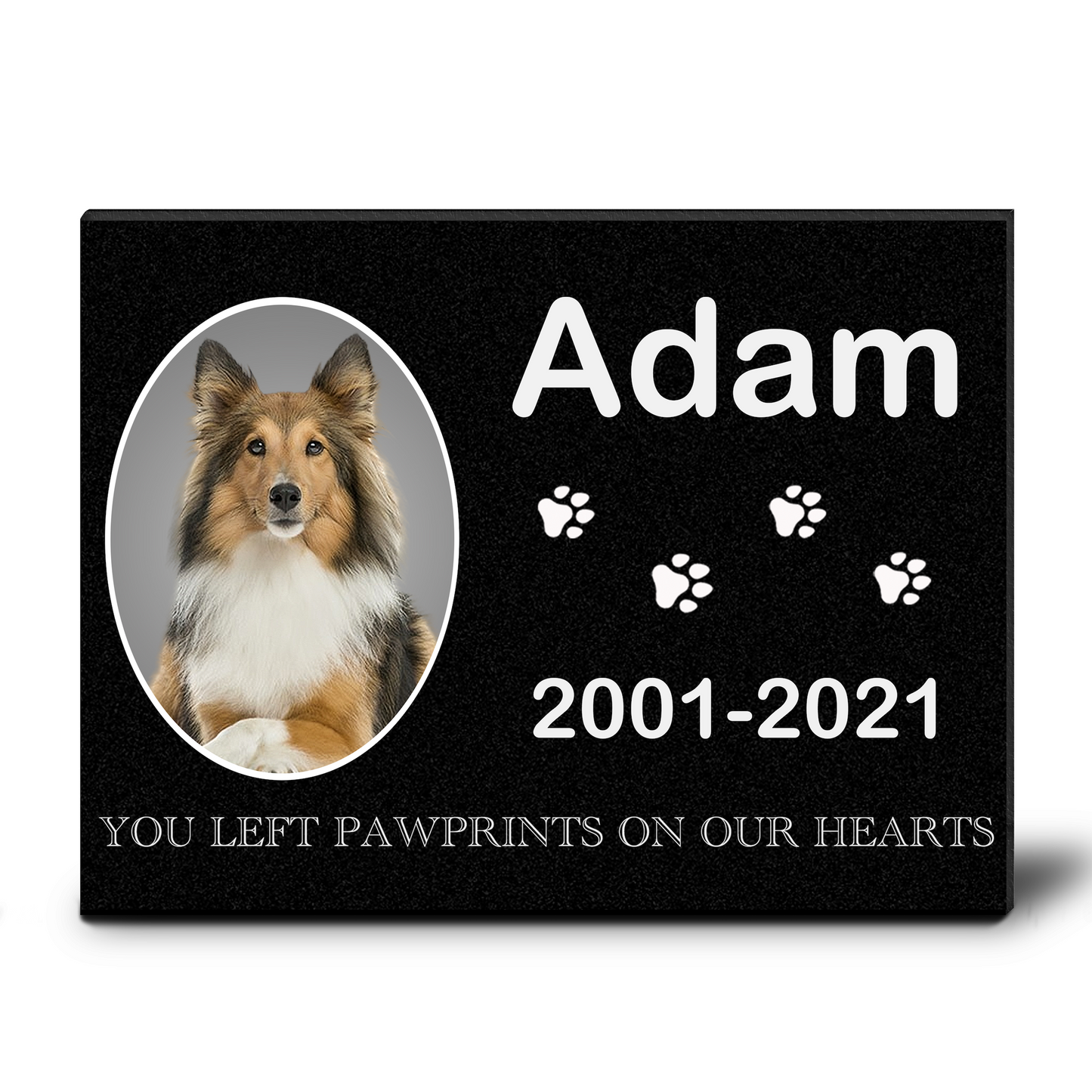 EVRPIC Pet Grave Marker & Memorial Plaque Personalized | Theme: Dog (Left) | Ratio: 1v1.5 Rectangle