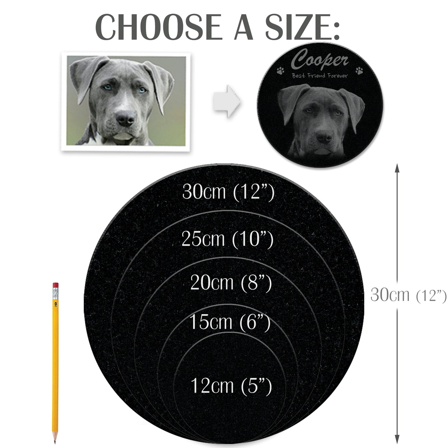 EVRPIC Pet Grave Marker & Memorial Plaque Personalized | Theme: Laser-Etched (Pet) | Ratio: 1v1 Round