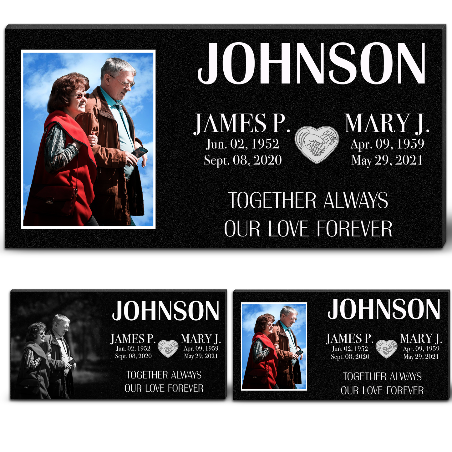 EVRPIC Memorial Plaque & Grave Marker Personalized | Theme: Classic (Double) | Ratio: 1v2 Rectangle