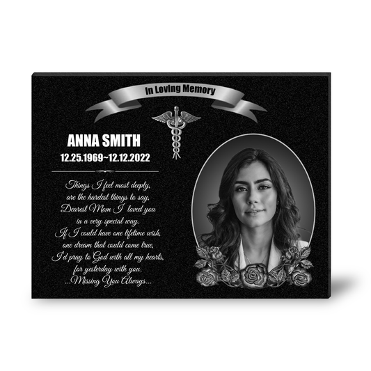 EVRPIC Grave Marker & Memorial Plaque Personalized | Theme: Single (Right) | Ratio: 1v1.5 Rectangle