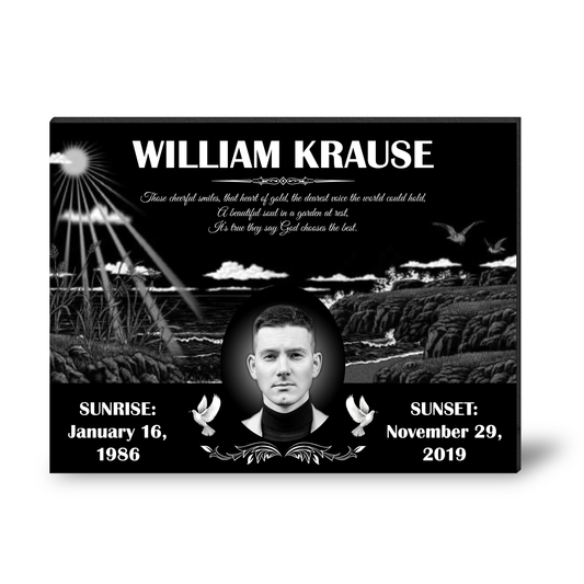 EVRPIC Grave Marker & Memorial Plaque Personalized | Theme: Scenery (Single) | Ratio: 1v1.5 Rectangle