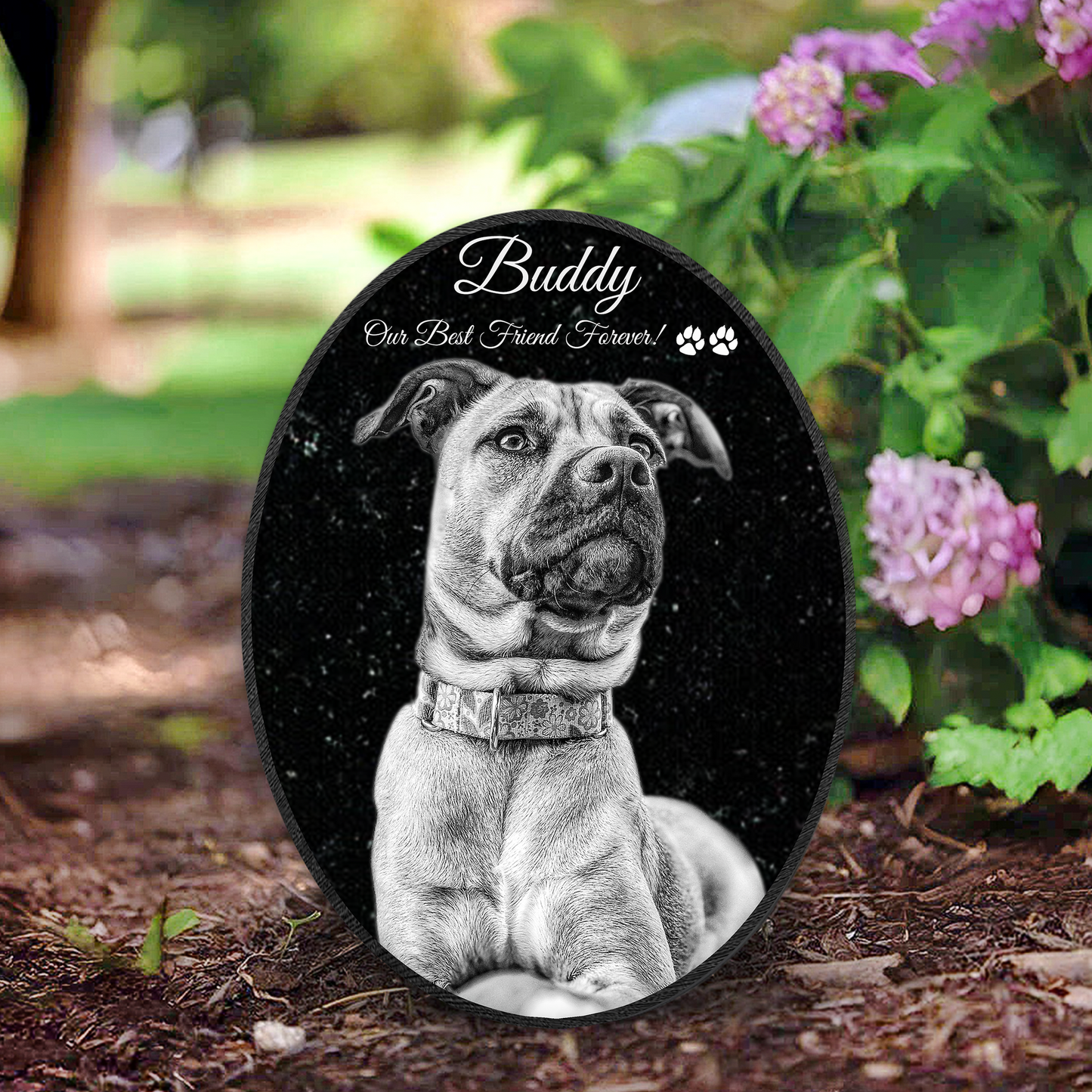 EVRPIC Pet Grave Marker & Memorial Plaque Personalized | Theme: Laser-Etched (Pet) | Ratio: 1v1.5 Oval