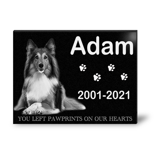 EVRPIC Pet Grave Marker & Memorial Plaque Personalized | Theme: Dog (Left) | Ratio: 1v1.5 Rectangle