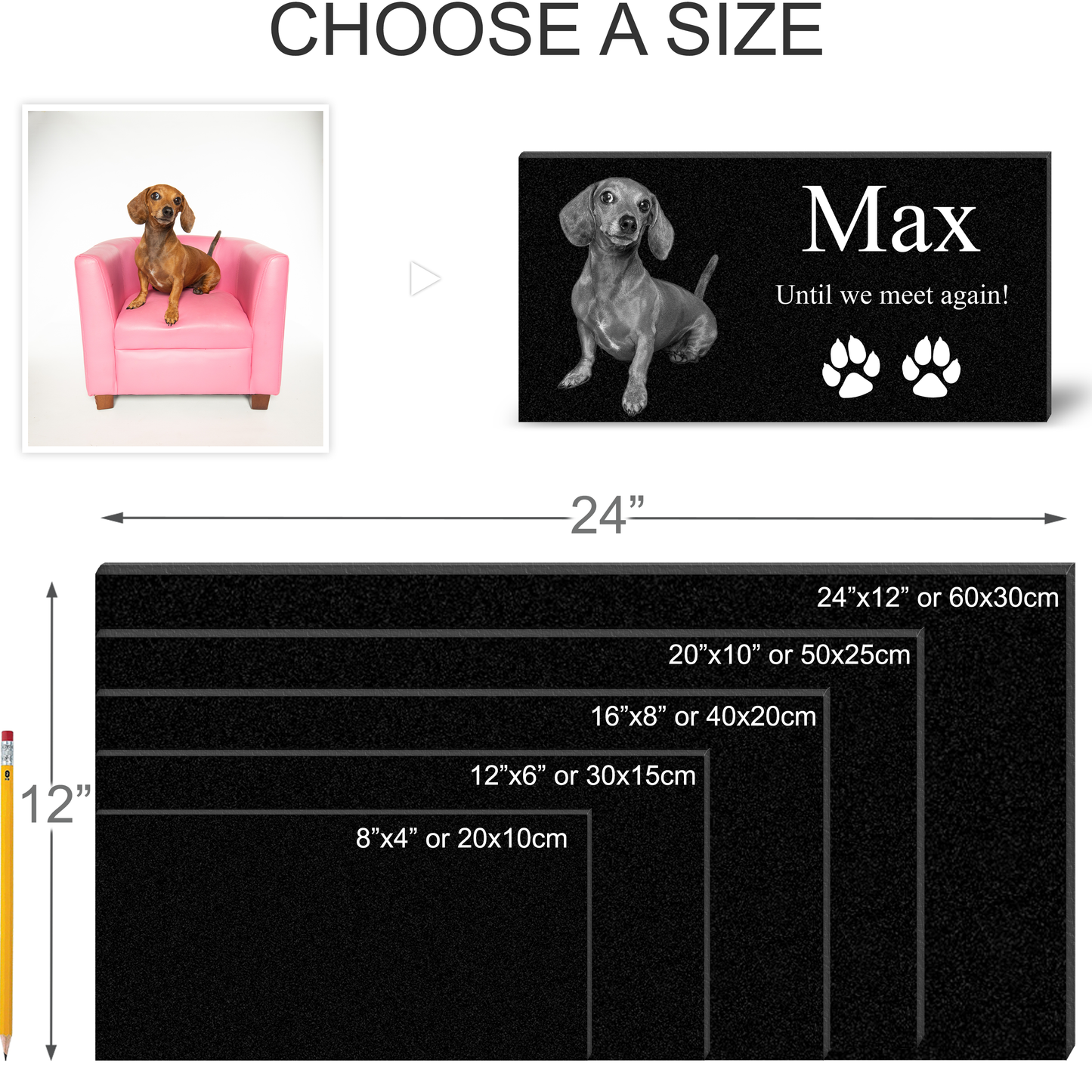 EVRPIC Pet Grave Marker & Memorial Plaque Personalized | Theme: Dog (Lift) | Ratio: 1v2 Rectangle