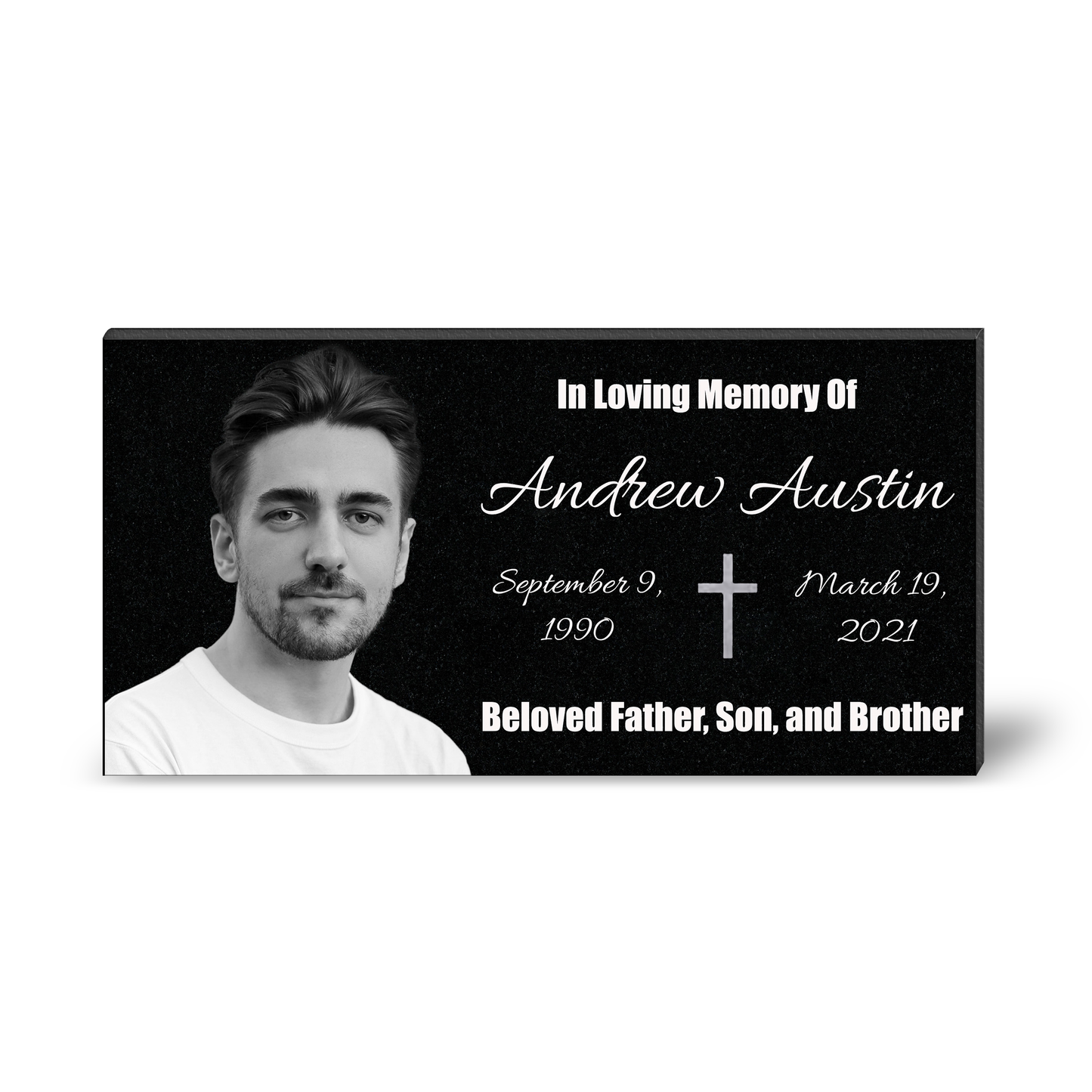 EVRPIC Memorial Plaque & Granite Marker Personalized | Theme: Classic (Single) | Ratio: 1v2 Rectangle