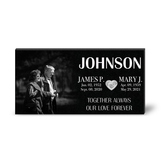 EVRPIC Memorial Plaque & Grave Marker Personalized | Theme: Classic (Double) | Ratio: 1v2 Rectangle