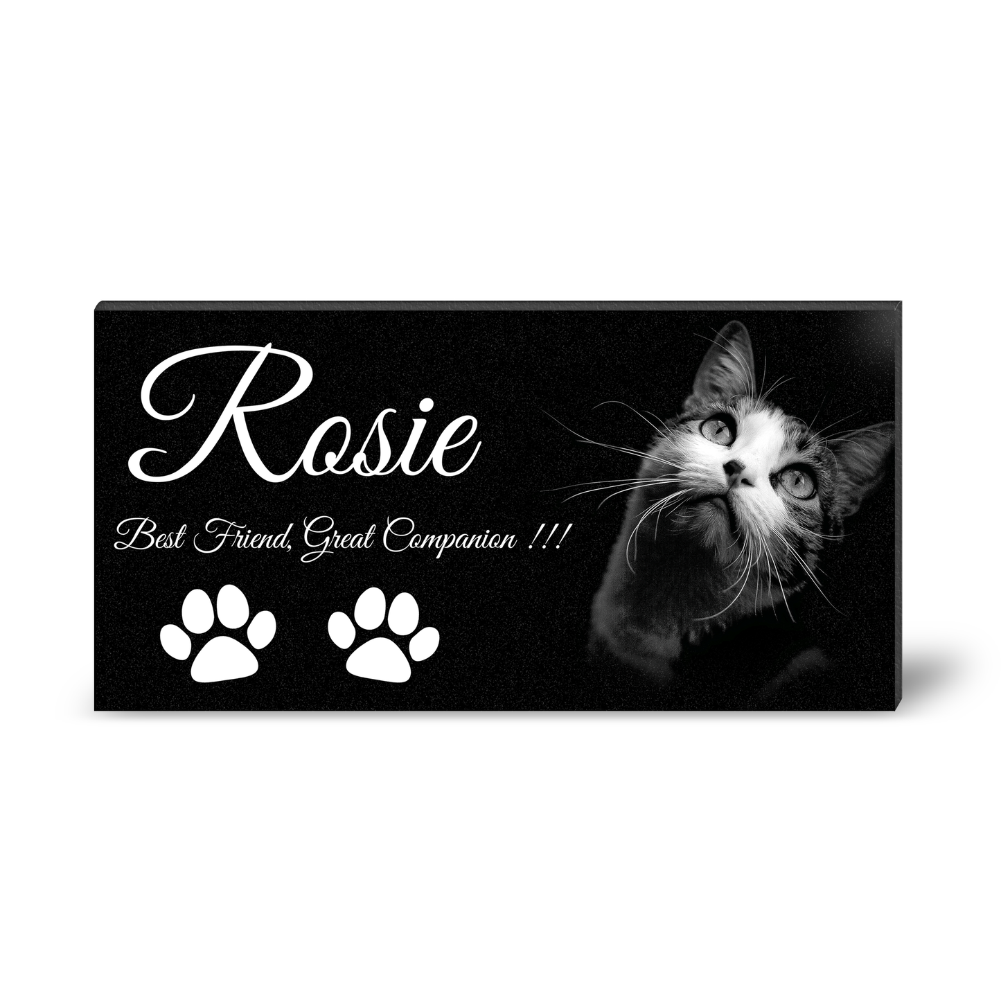 EVRPIC Pet Grave Marker & Memorial Plaque Personalized | Theme: Cat (Right) | Ratio: 1v2 Rectangle