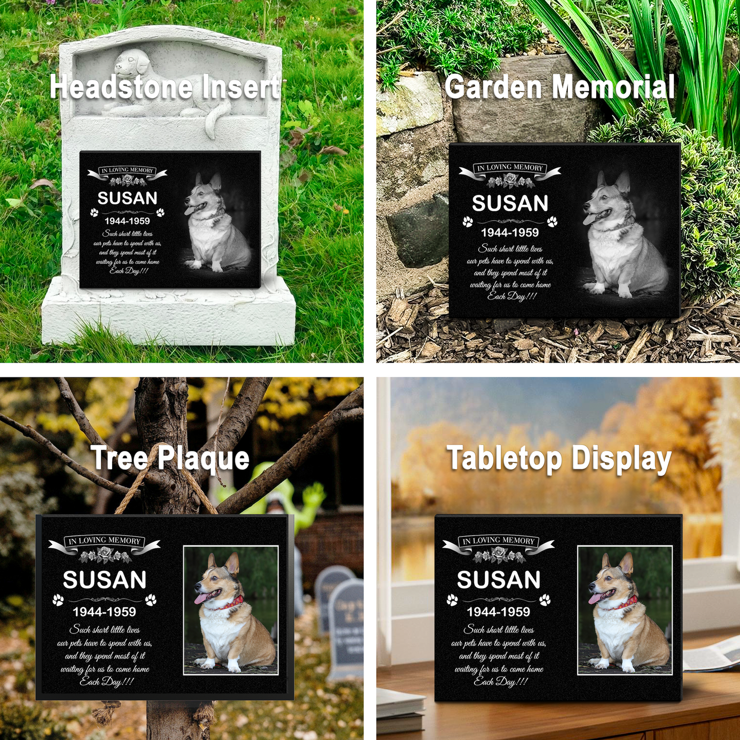 EVRPIC Pet Grave Marker & Memorial Plaque Personalized | Theme: Dog (Right) | Ratio: 1v1.5 Rectangle