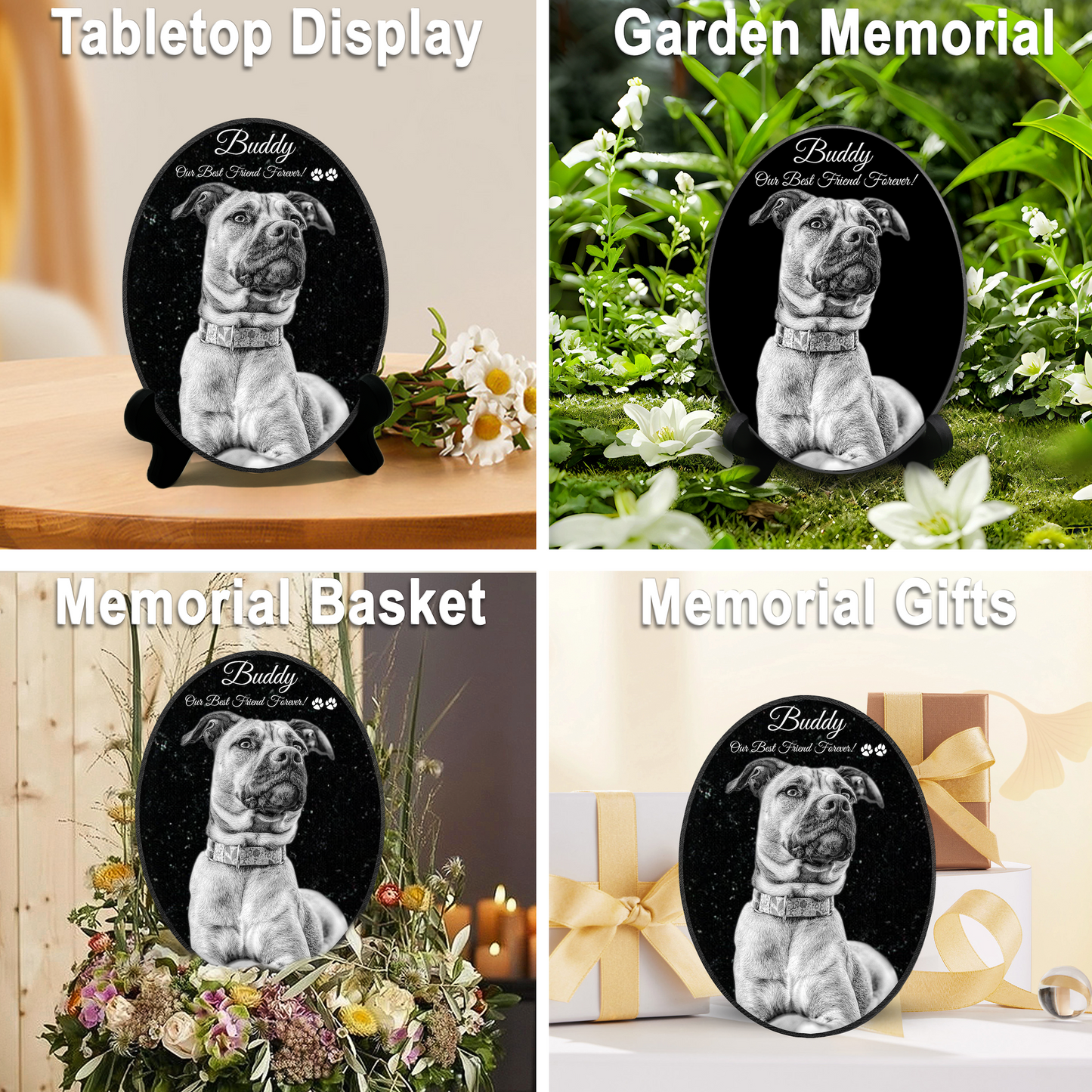 EVRPIC Pet Grave Marker & Memorial Plaque Personalized | Theme: Laser-Etched (Pet) | Ratio: 1v1.5 Oval