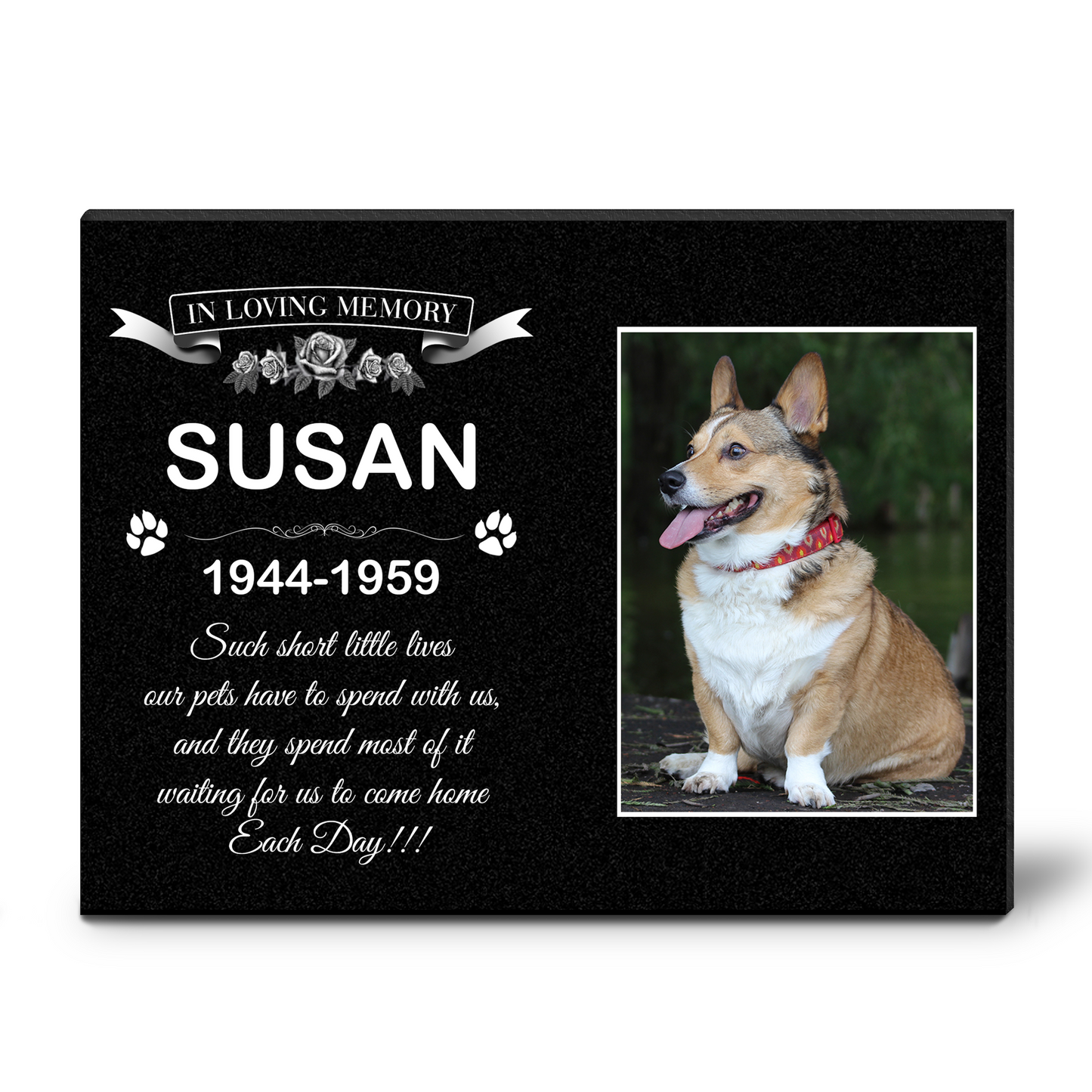 EVRPIC Pet Grave Marker & Memorial Plaque Personalized | Theme: Dog (Right) | Ratio: 1v1.5 Rectangle