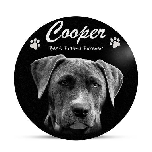 EVRPIC Pet Grave Marker & Memorial Plaque Personalized | Theme: Laser-Etched (Pet) | Ratio: 1v1 Round