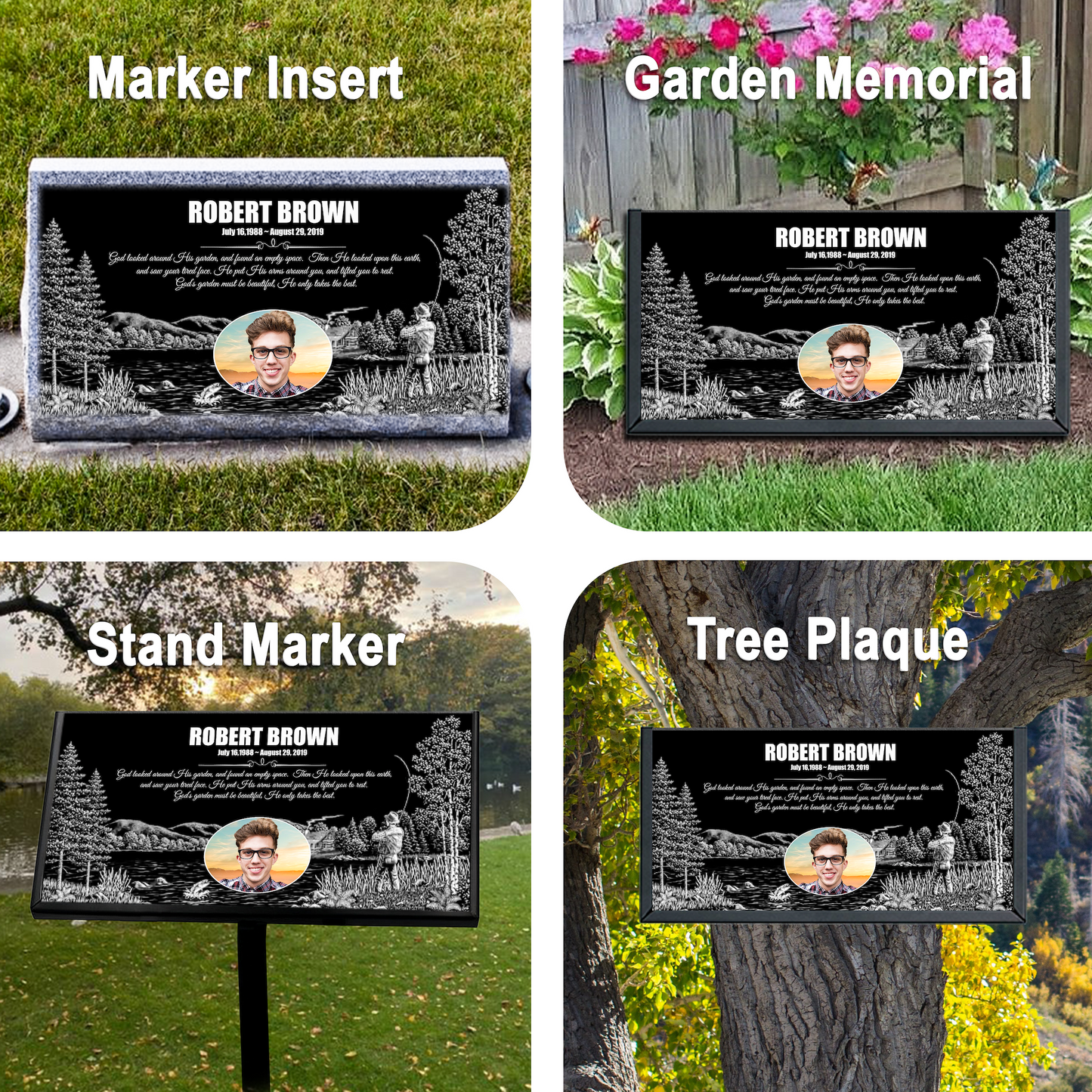 EVRPIC Granite Plaque & Grave Marker Personalized | Theme: Scenery (Single) | Ratio: 1v2 Rectangle