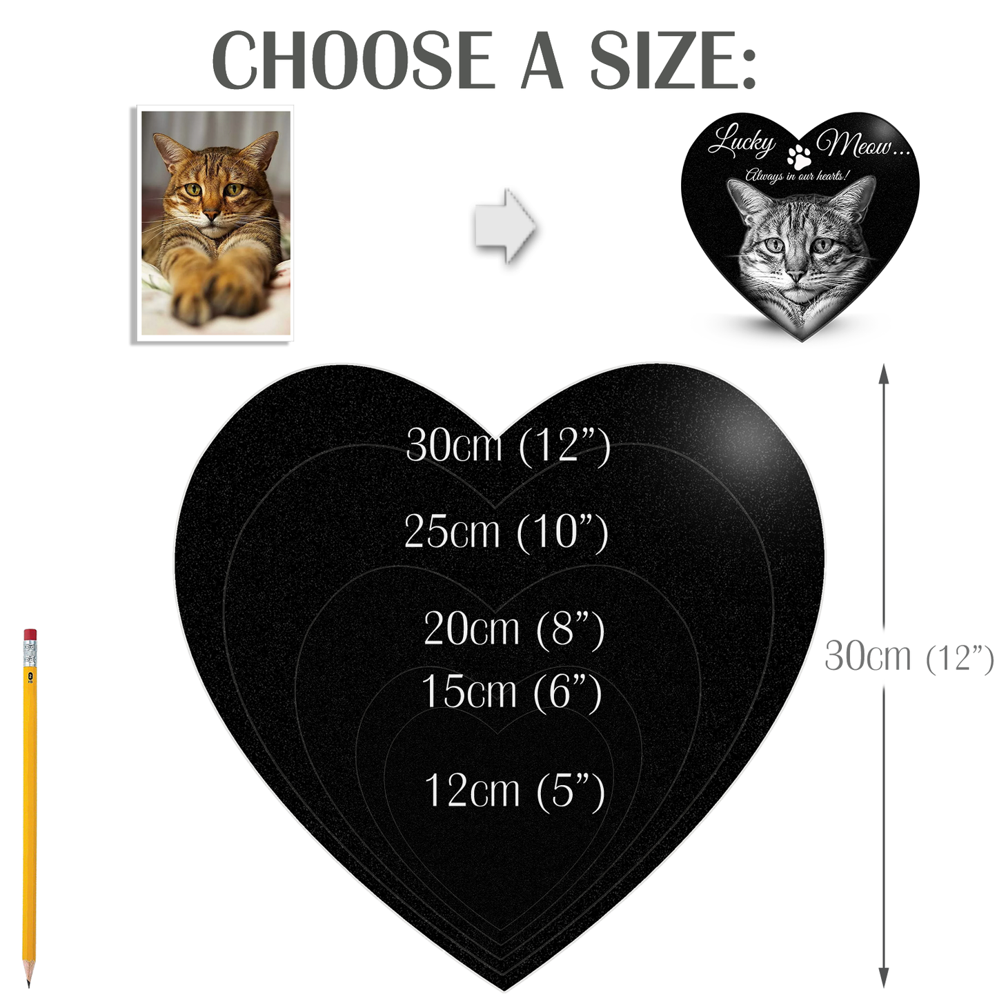 EVRPIC Pet Grave Marker & Memorial Plaque Personalized | Theme: Laser-Etched (Pet) | Ratio: 1v1 Heart